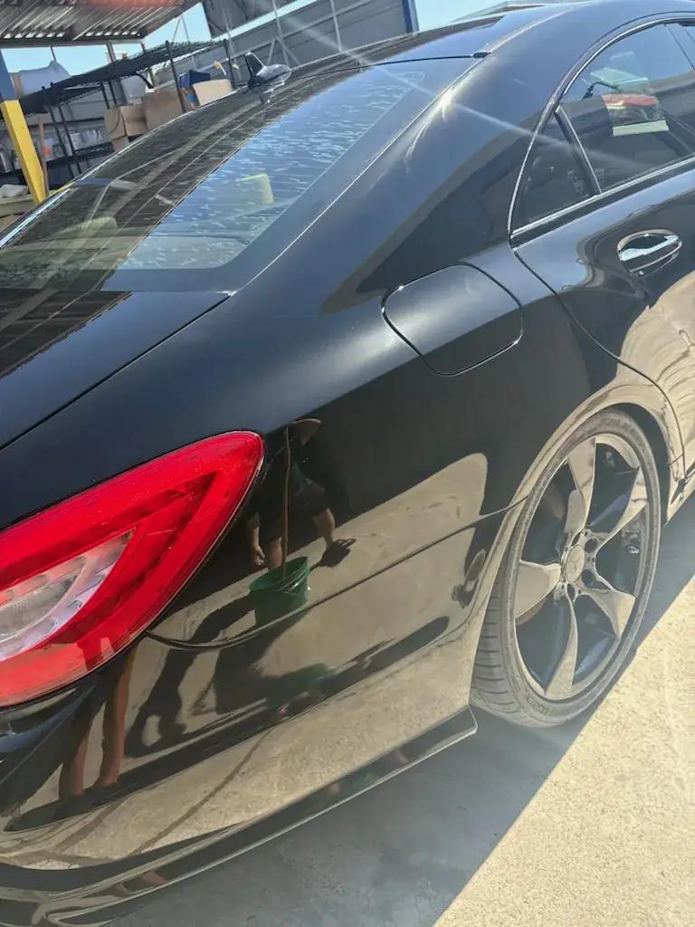 After: right quarter panel, rear door, and refinished wheel on the 2013 Mercedes-Benz CLS550